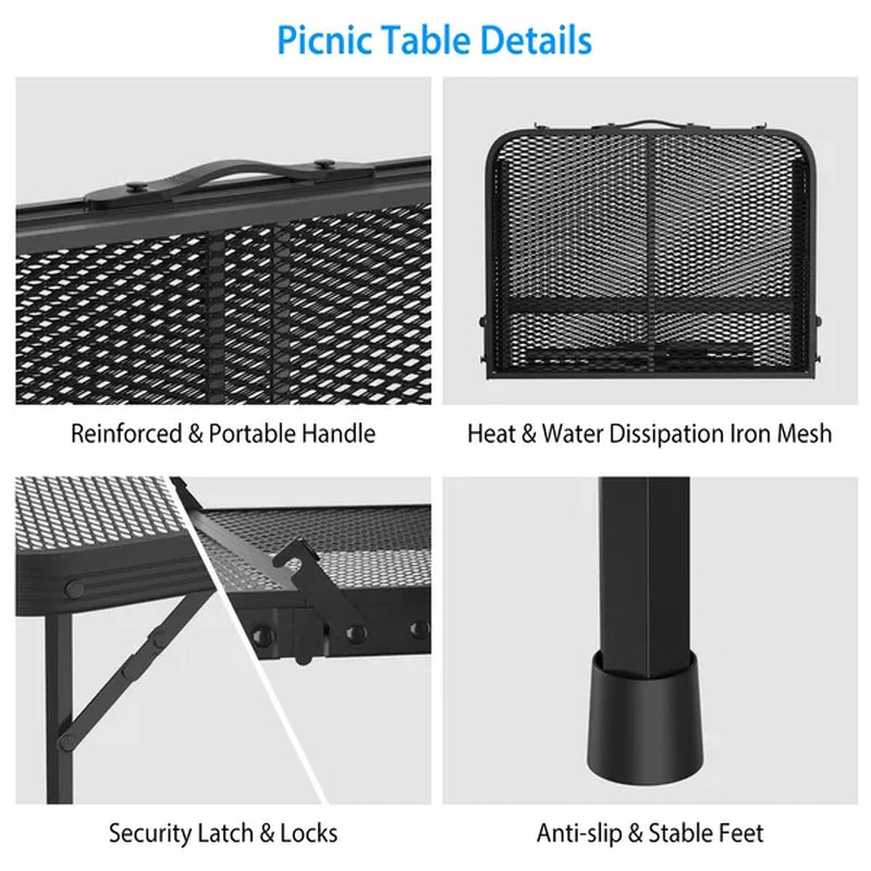 Folding Aluminum Camping Grill Table with Adjustable Height – image 3