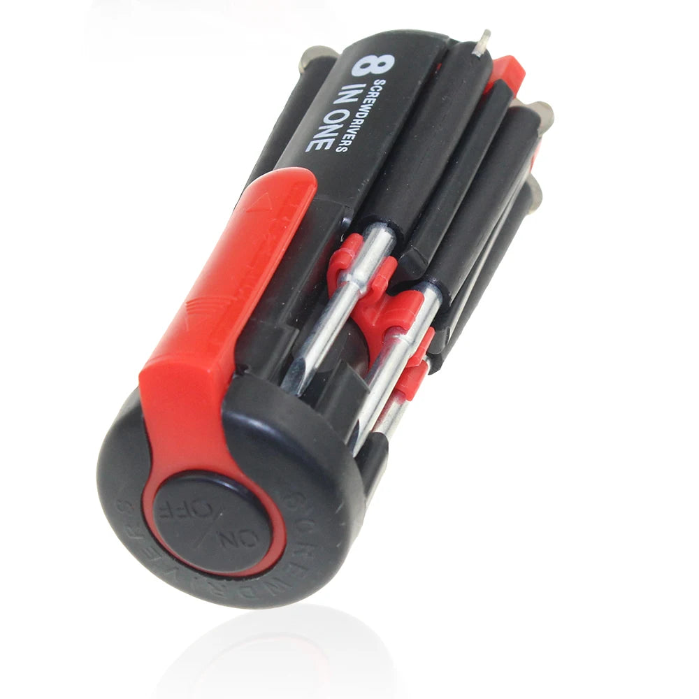 8-In-1 Folding Screwdriver with LED Light - Pocket Multi-Bit Repair Tool