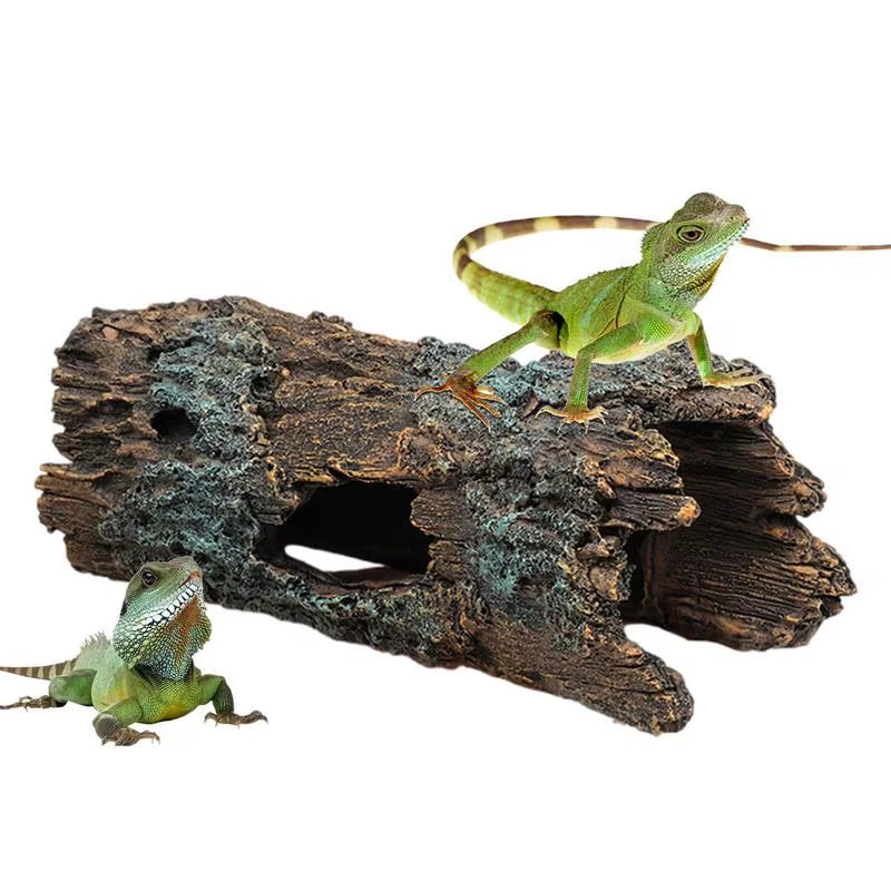 Resin Reptile Hide Cave, Bark-Texture Hideout for Snakes and Lizards – image 2