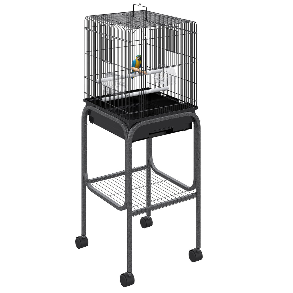 Rolling Bird Cage 45 in with Detachable Stand and Storage Basket – image 1