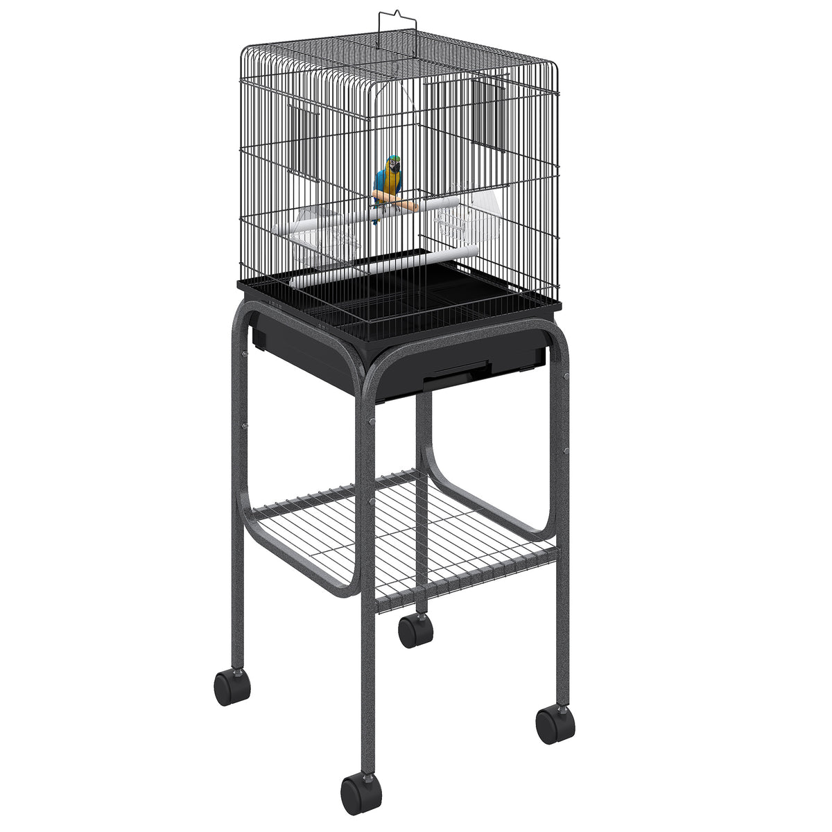 Rolling Bird Cage 45 in with Detachable Stand and Storage Basket – image 1