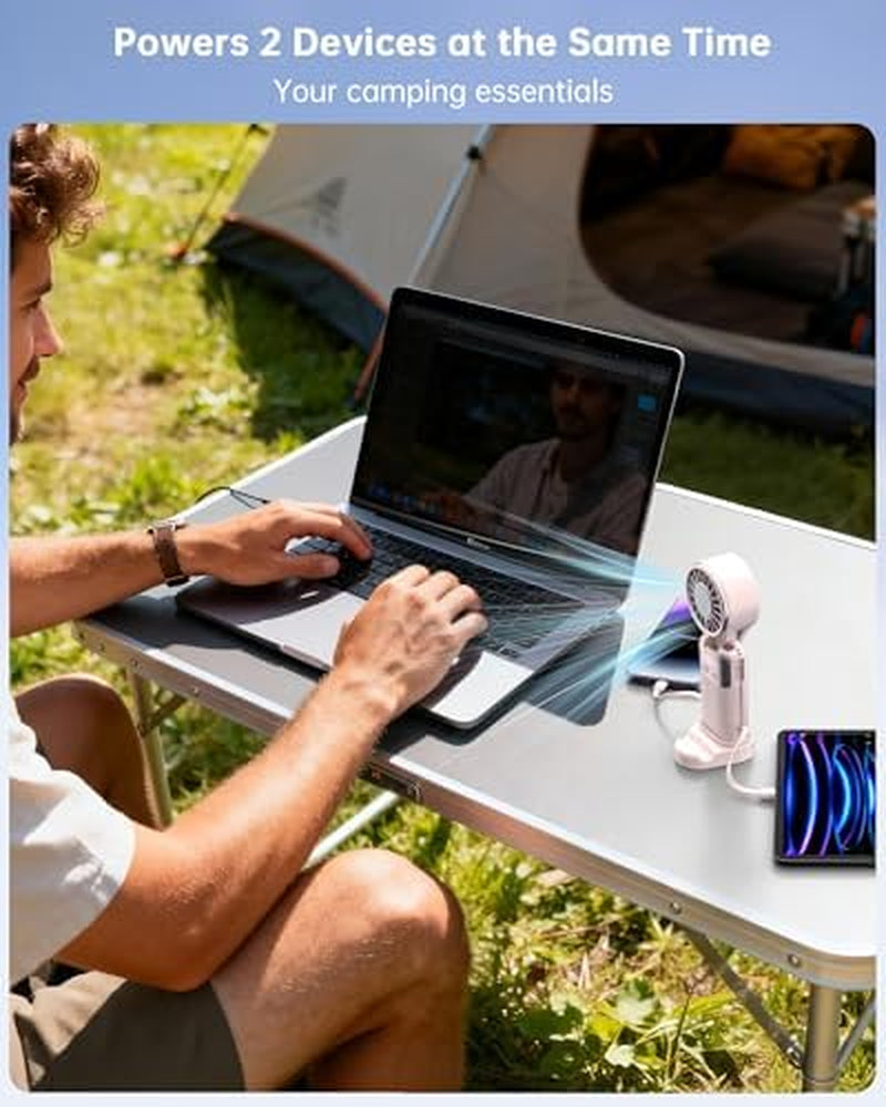 Handheld Personal Fan with Phone Stand, Foldable USB-C Mini Fan – image 4