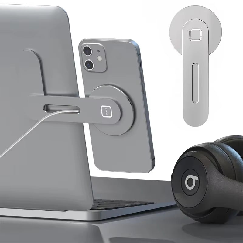 Magnetic Phone Holder for Laptop – Foldable Monitor Side Mount – image 2