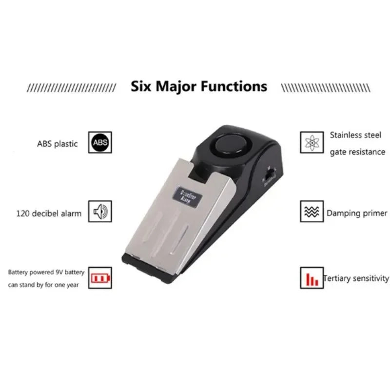 Wireless Door Stop Alarm 120Db - Wedge Doorstop Security Alarm for Home & Travel