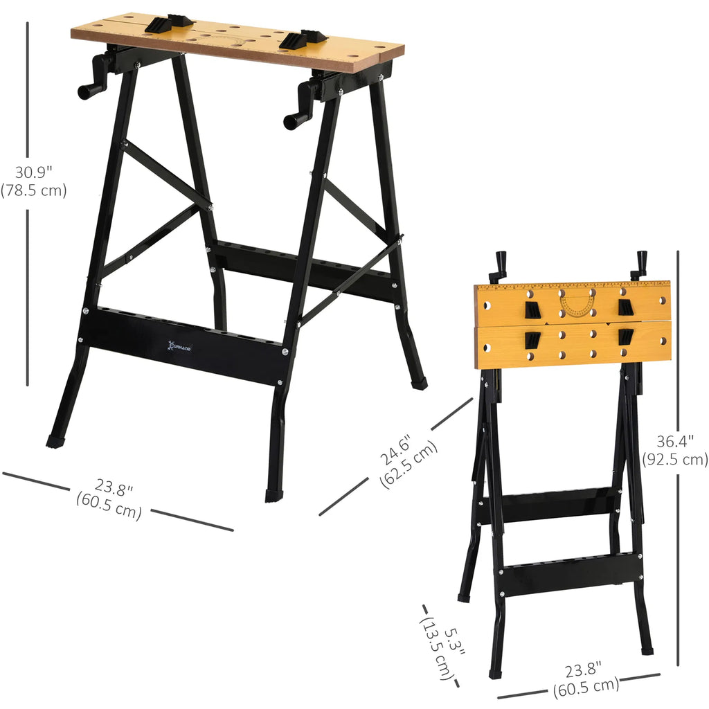 Folding Workbench with Clamping Top, Steel Frame, 220 lb Capacity – image 3