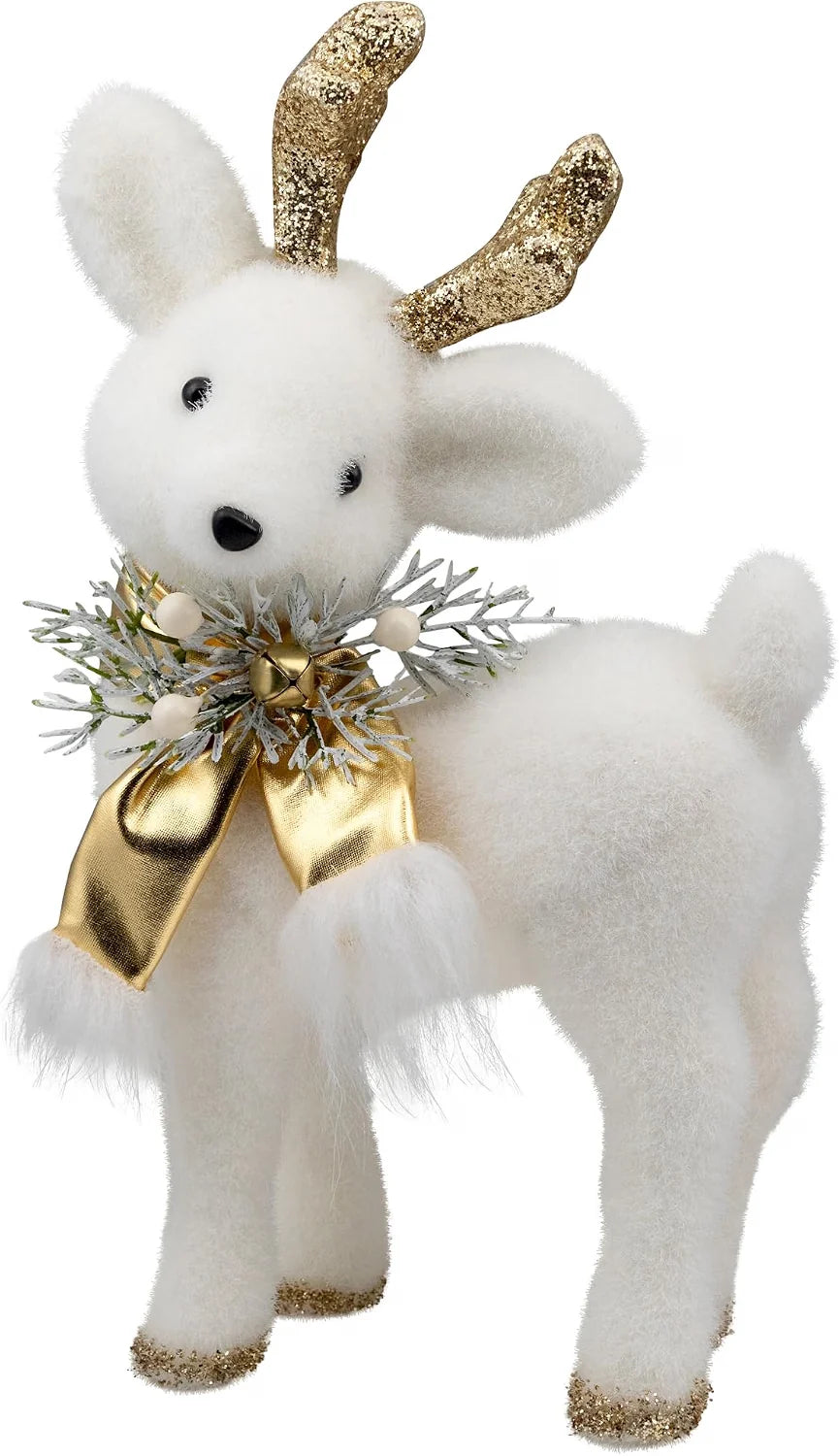 Glittered Standing Deer Christmas Figure 12.25 in, White and Gold – image 6