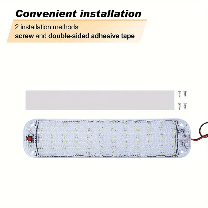 72 LED Interior Light Bar 12-80V with Switch for Cars, Vans, RVs – image 6