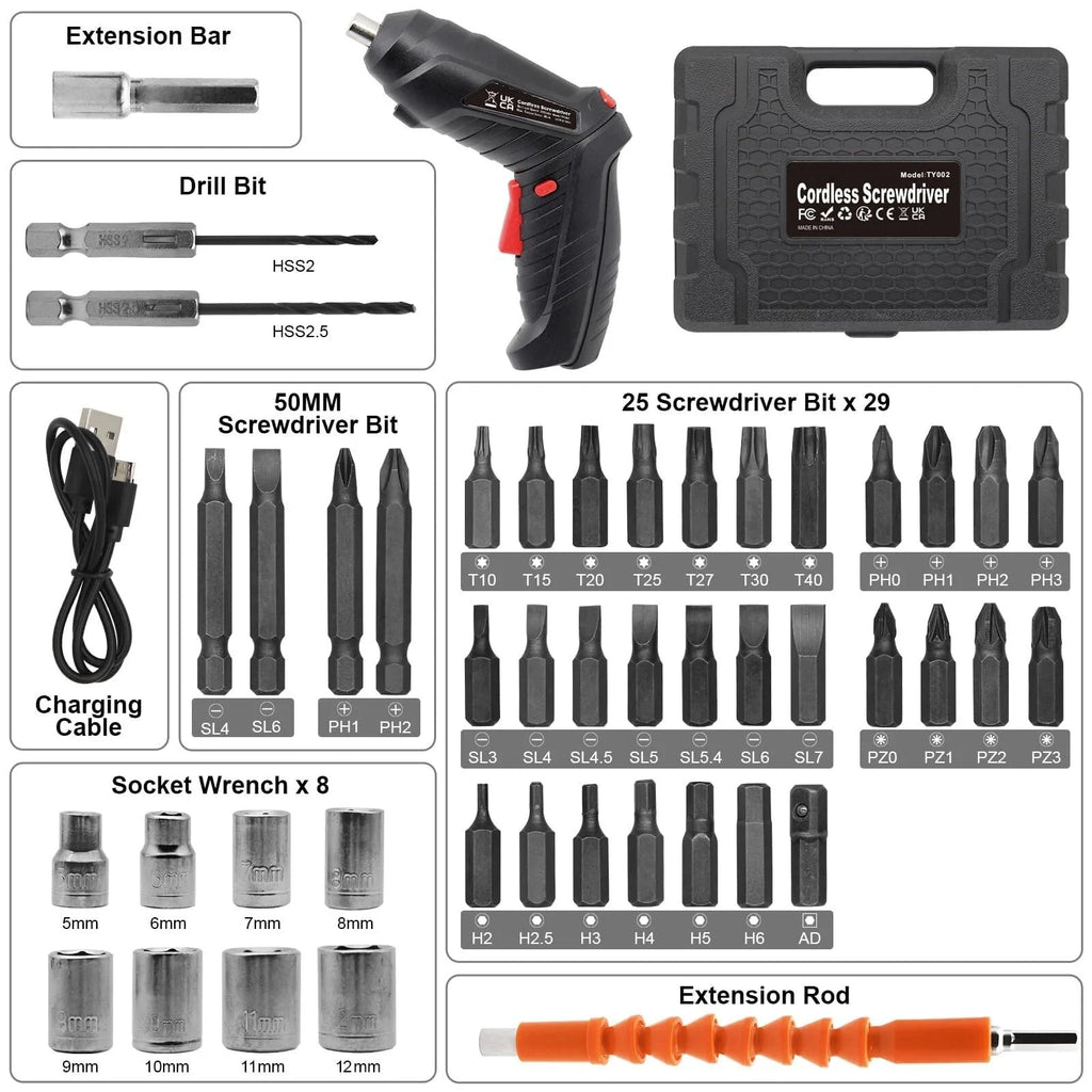 Cordless Electric Screwdriver 3.6V USB Rechargeable with LED – image 3