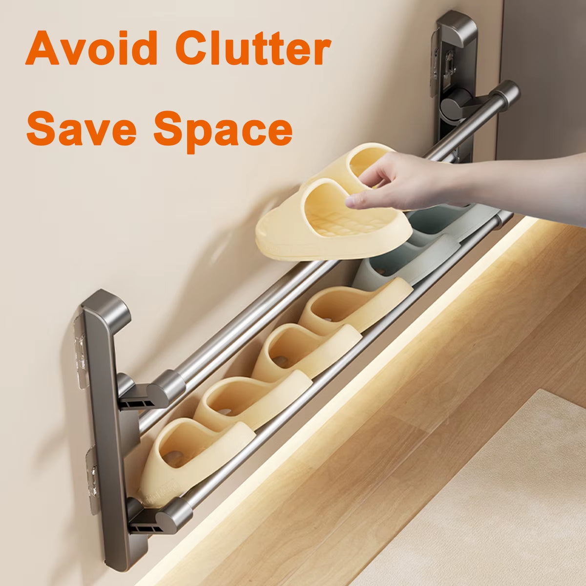 Wall-Mounted Slipper Rack, Foldable No-Drill Shoe Hanger – image 4