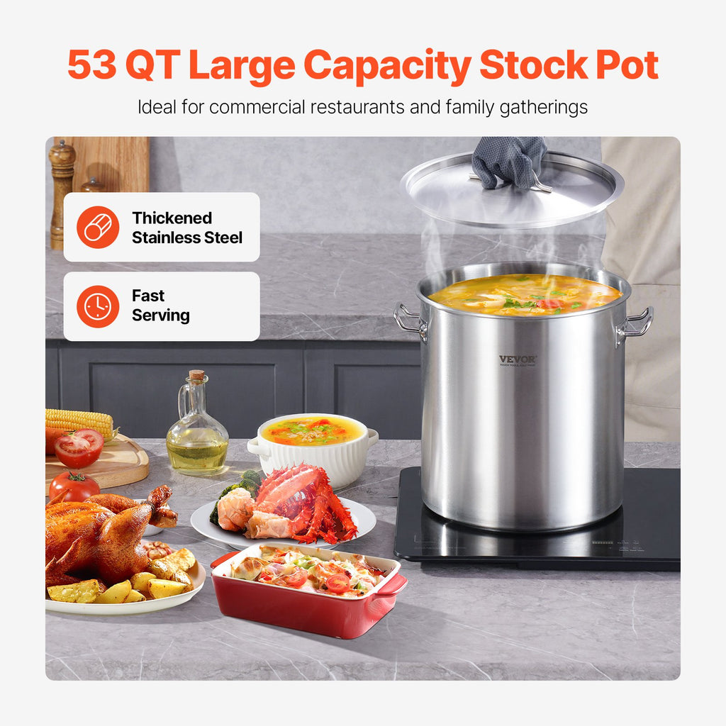 53 Quart Stainless Steel Stockpot with Lid for Turkey and Boils – image 3