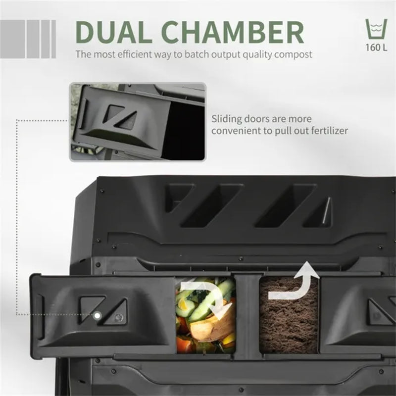Dual Chamber Compost Tumbler 42 Gallon Rotating Compost Bin – image 5