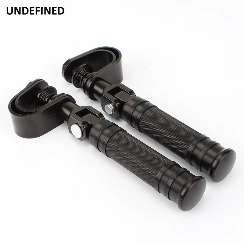 Motorcycle Highway Foot Pegs with Crash Bar Clamps, 1 to 1.25 In