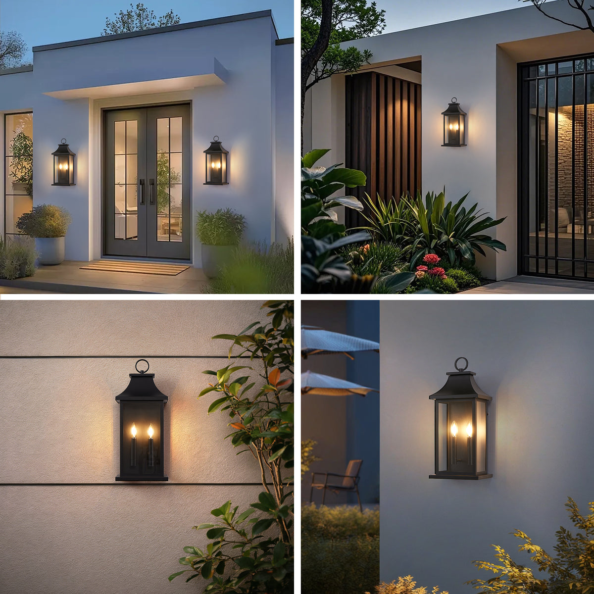 Dusk to Dawn Outdoor Wall Lantern 22 in Black 2-Light Sconce – image 5