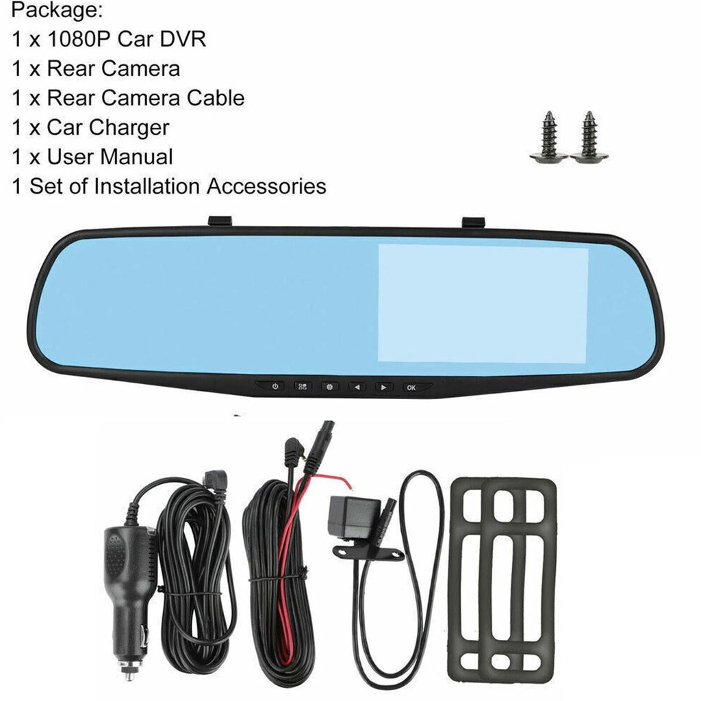Rearview Mirror Car Dash Cam 1080P, Front and Rear