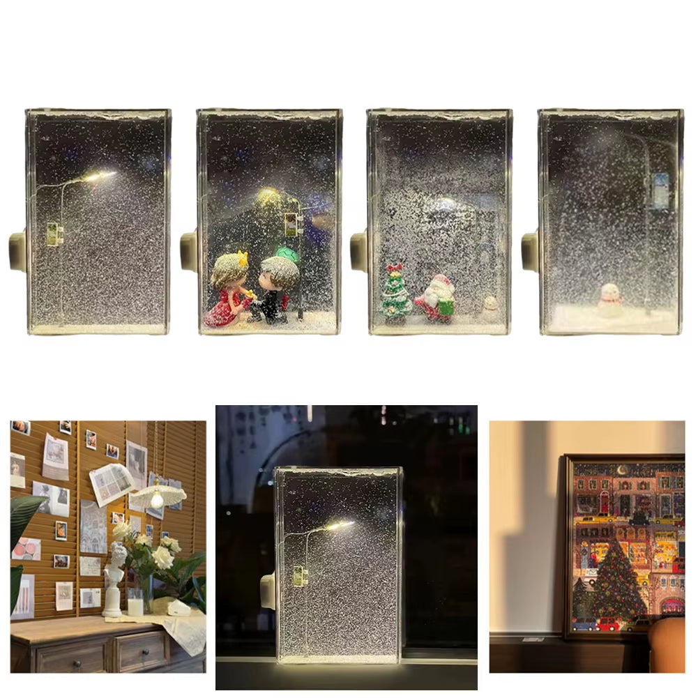 DIY Snow Scene Night Light Kit - Handmade Street Lamp Snowfall Desk Decor