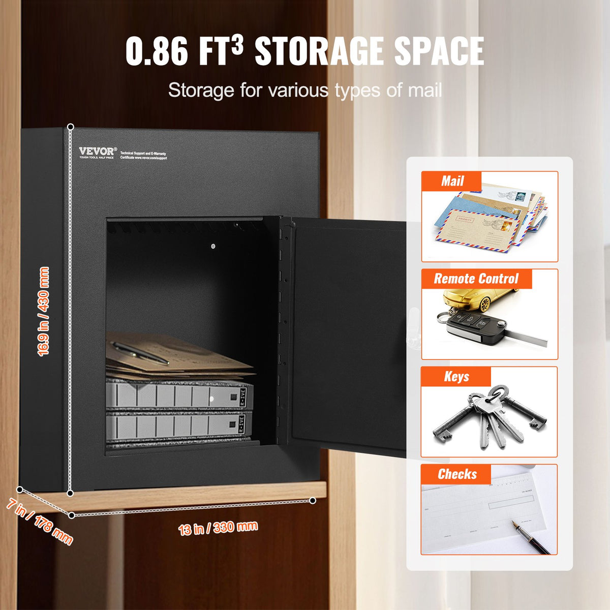 Through the Wall Drop Box Steel Mailbox with Combination Lock – image 3