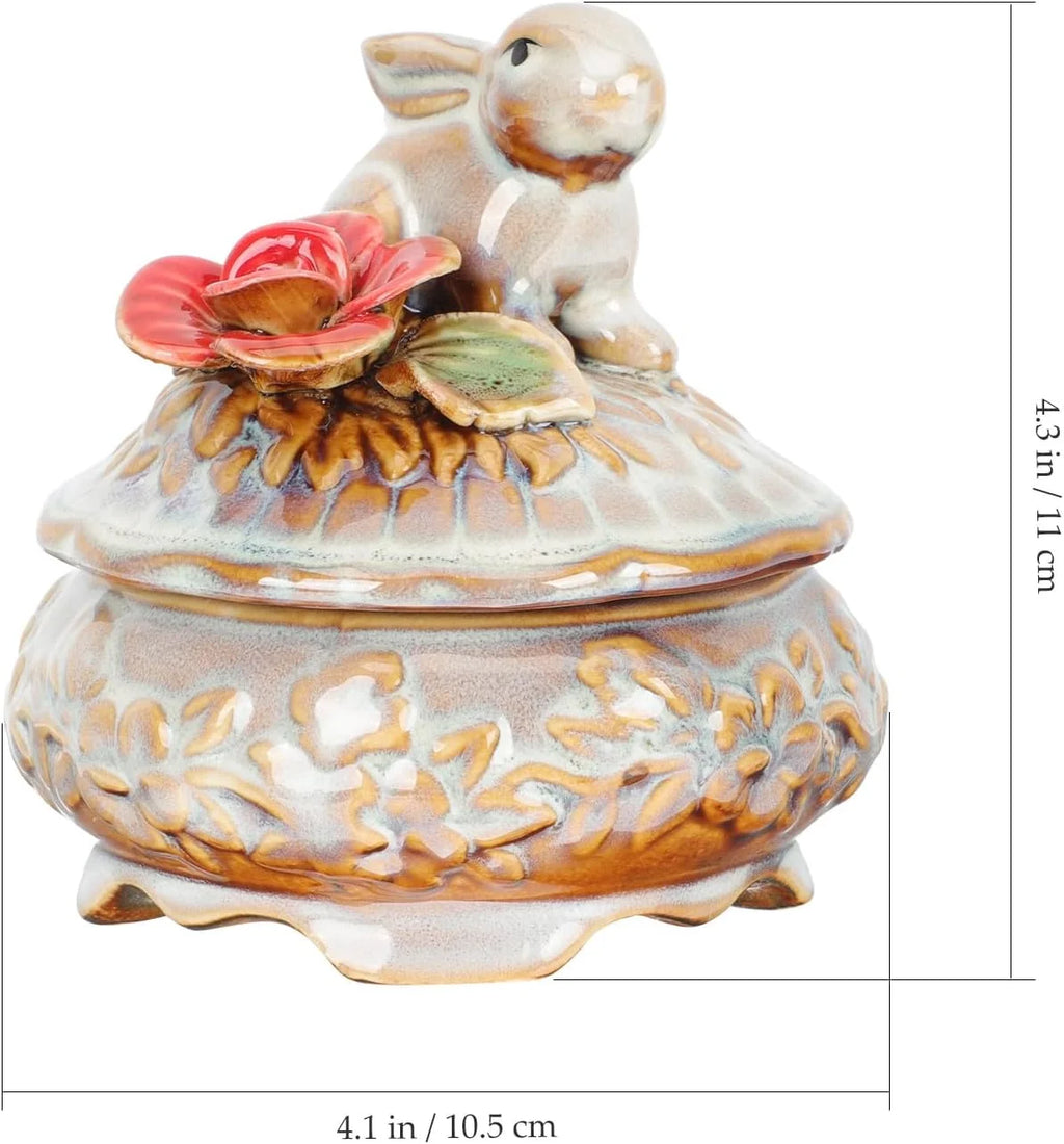 Ceramic Jewelry Box with Ring Tray, Small Charm & Necklace Case – image 2