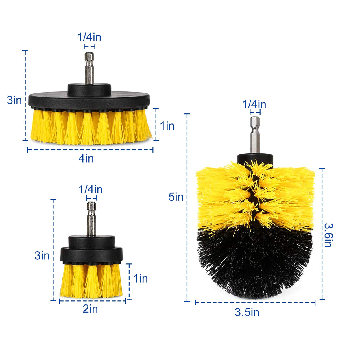Drill Brush Attachment Set – 3 Pc Power Scrubber Cleaning Brushes – image 15
