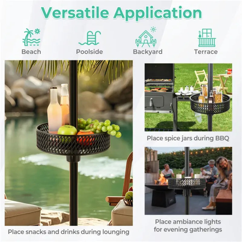 Patio Umbrella Table Tray, 12 in Clip-On Pole Table with Adapters – image 9