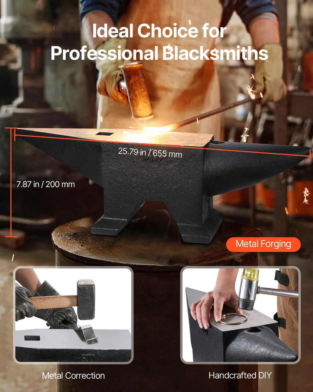 Blacksmith Anvil 132 lb – Forged Steel Single Horn Anvil – image 6