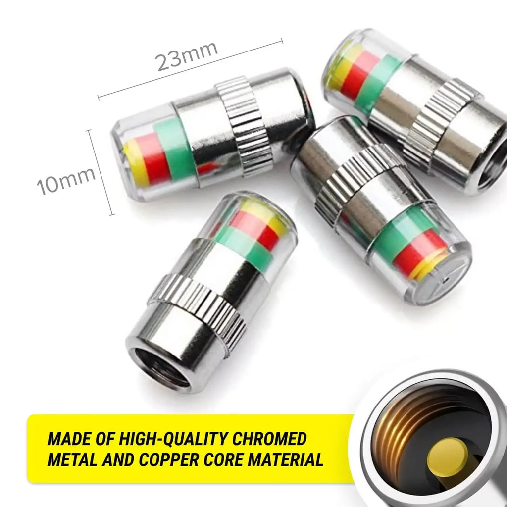 Tire Pressure Indicator Valve Caps 4 Pack - Air Alert Monitoring Caps – image 5