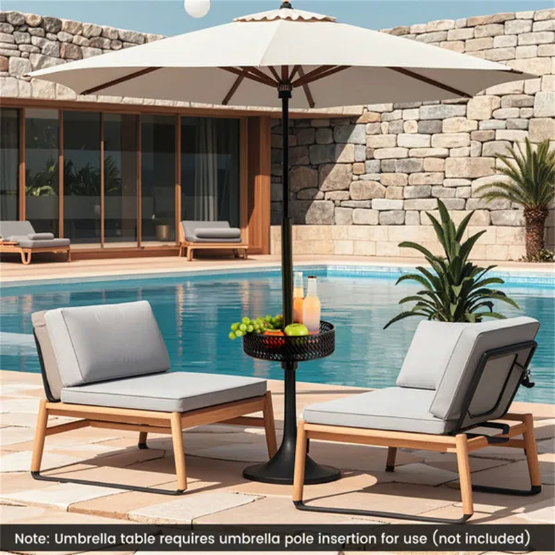 Patio Umbrella Table Tray, 12 in Clip-On Pole Table with Adapters – image 11