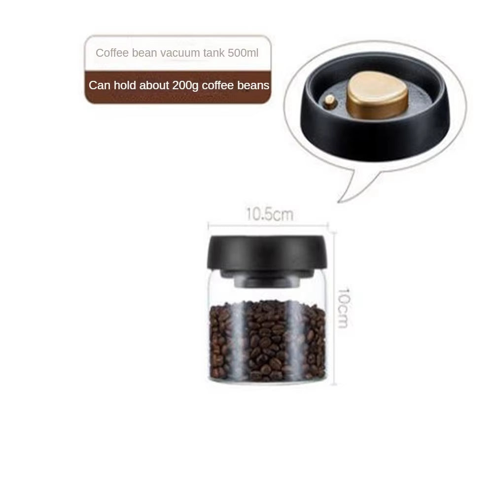 Coffee Canister - Airtight Glass Vacuum-Seal Bean Storage Jar