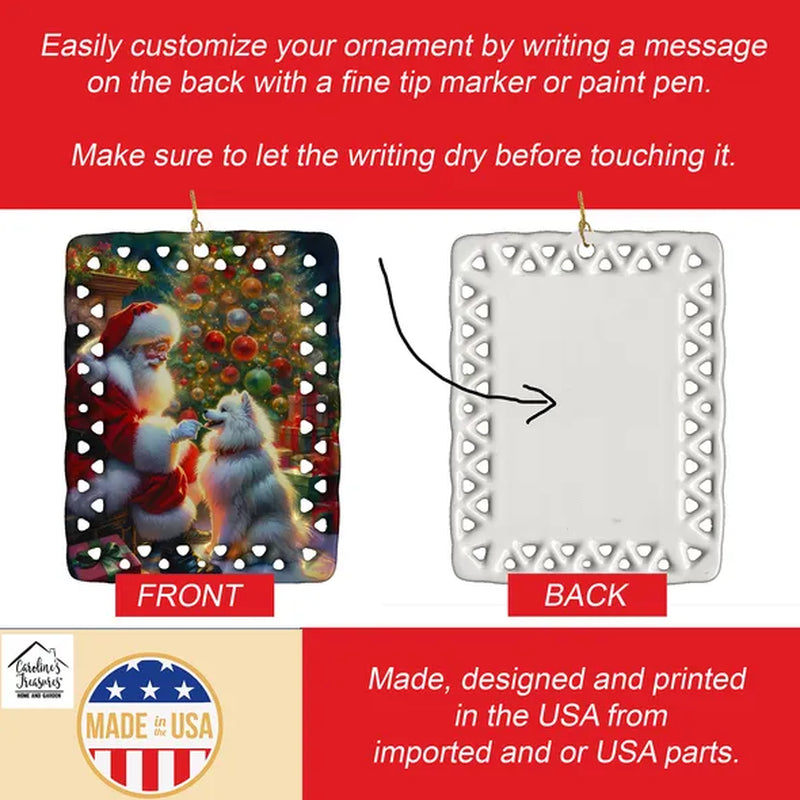 Porcelain Santa and Dog Christmas Tree Ornaments – image 3