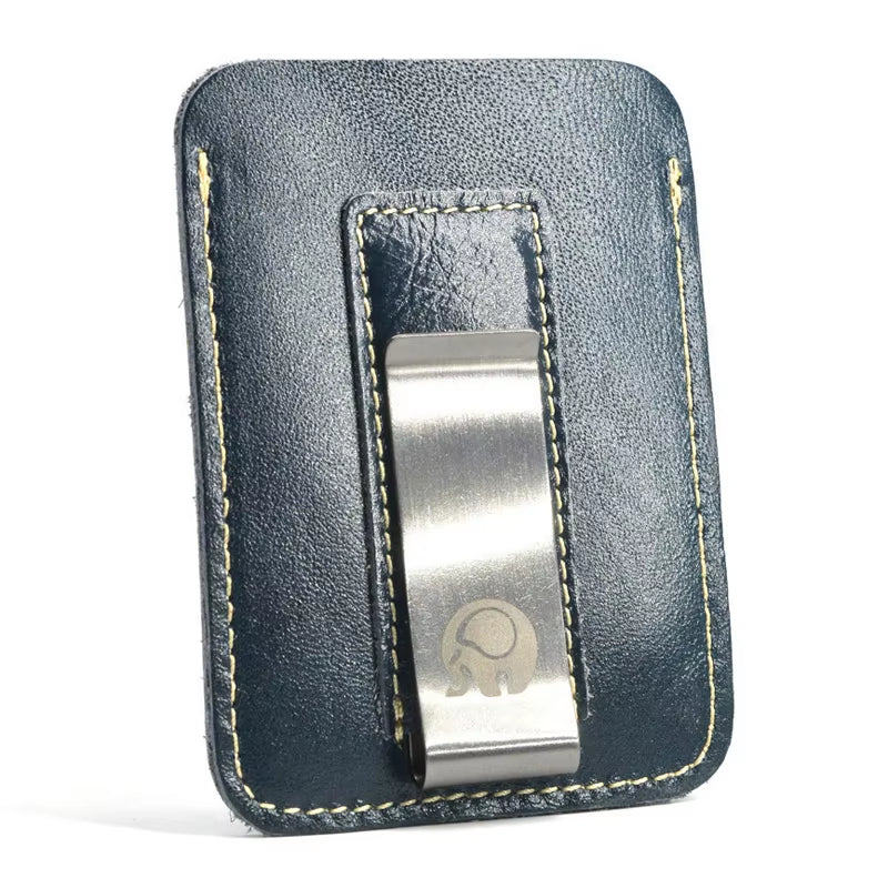Leather Money Clip Wallet, Slim Cowhide Card Holder