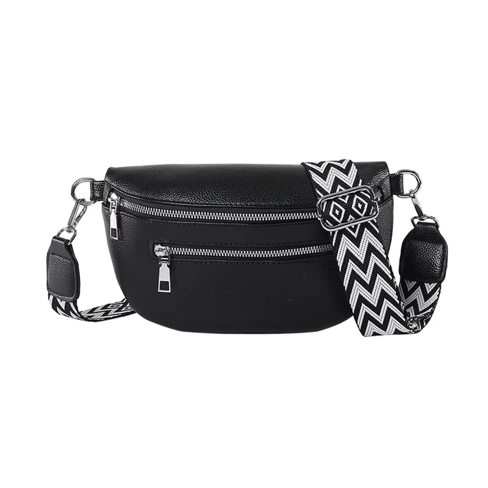 Crossbody Sling Bag Half-Moon PU Leather Chest Bag