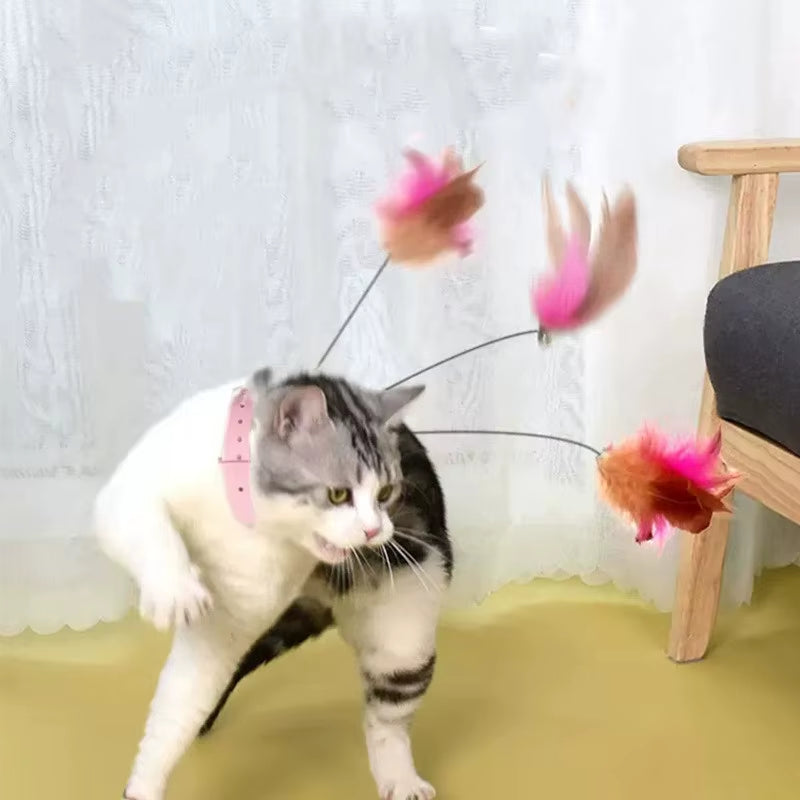 Feather Teaser Wand with Bell - Interactive Cat Toy