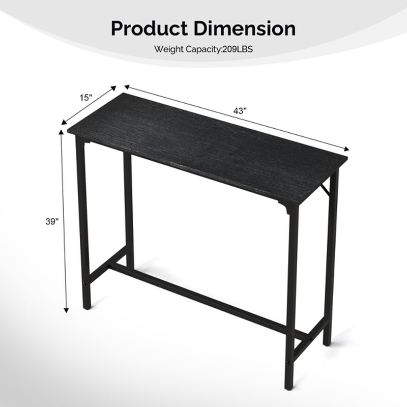 Bar Table, 43 in Pub Height Kitchen Table with Metal Frame, Black – image 3