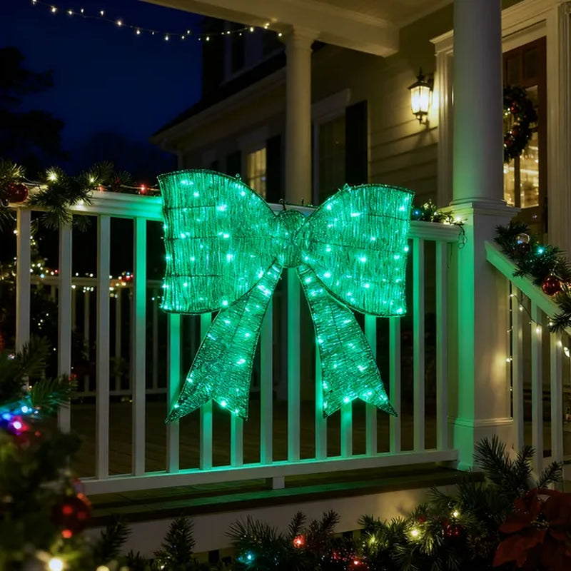 Giant Lighted Christmas Bow, 28 in Outdoor Metal Frame with 124 LEDs – image 6