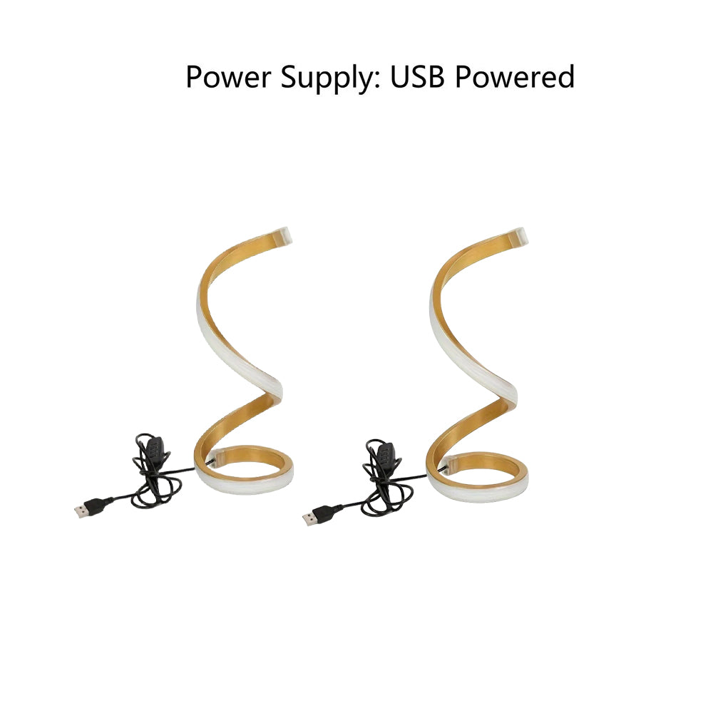 Spiral LED Desk Lamp – 2 Pack USB Dimmable, 3 Colors