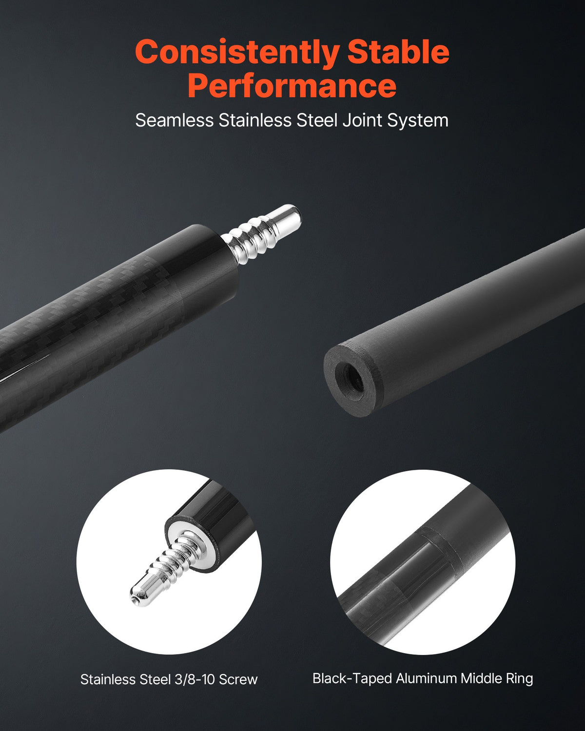 58 Inch Carbon Fiber Pool Cue Stick 19 Oz With Maple Butt – image 4