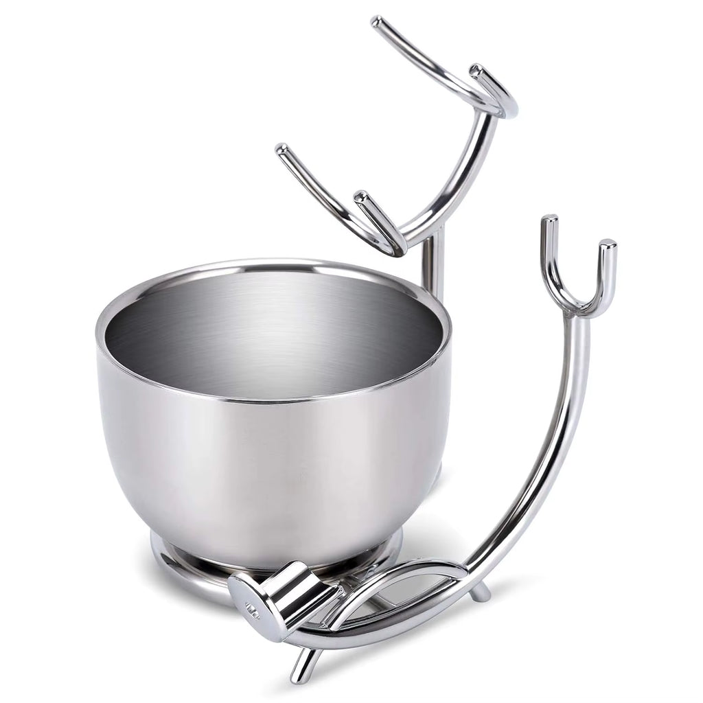 Weighted Shaving Stand and Stainless Soap Bowl Set – image 1