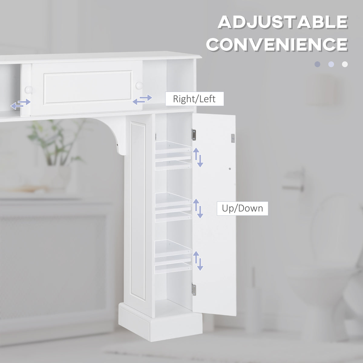 Over-the-Toilet Bathroom Cabinet with Adjustable Shelves, White – image 5