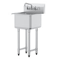 Stainless Steel Utility Sink with Faucet, Free Standing 1-Compartment – image 1