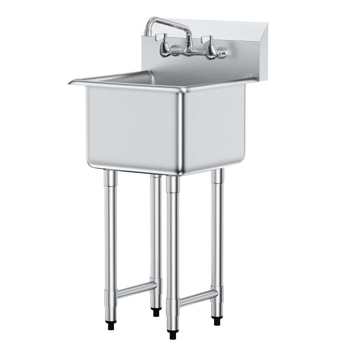 Stainless Steel Utility Sink with Faucet, Free Standing 1-Compartment – image 1