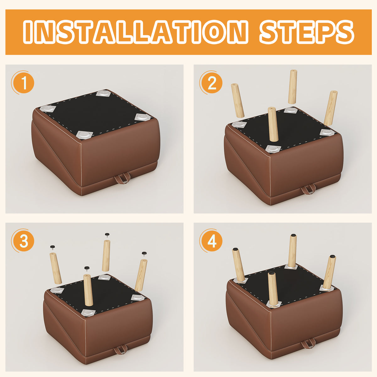 Dog Stairs and Ramp 2-in-1, Wooden Ottoman Pet Steps for Couch, Brown – image 14