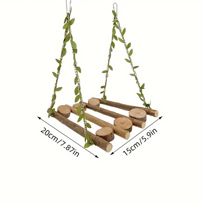 Natural Wood Bird Swing - Branch Perch Cage Toy for Parrots – image 3