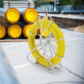 425 Ft Fiberglass Duct Rodder Fish Tape with Steel Reel Stand, 1/4 In