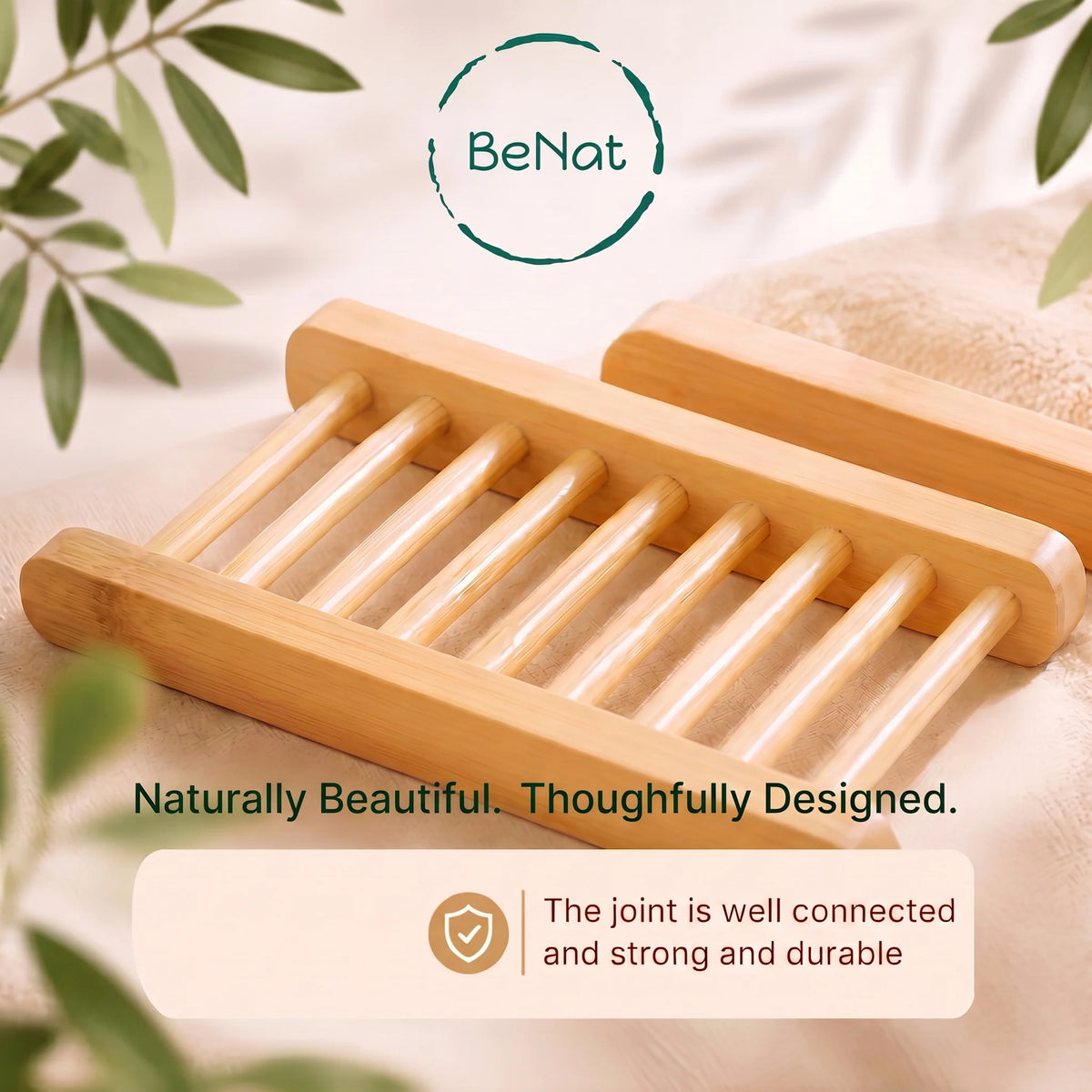 Bamboo Soap Dish 4 Pack, Draining Bar Soap Holder – image 3
