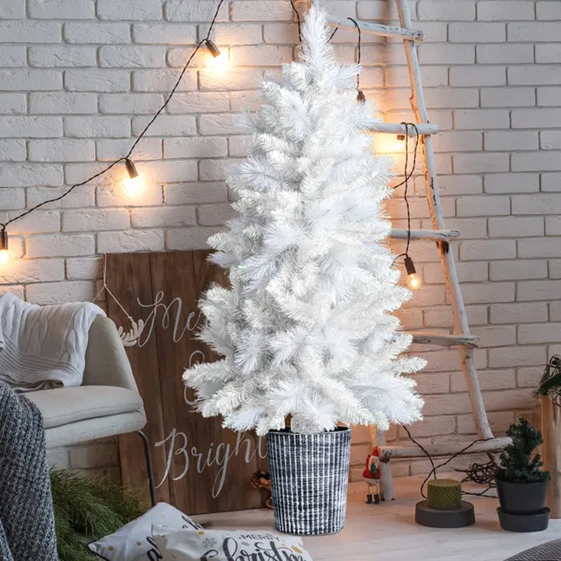 4 Ft White Potted Christmas Tree With Pot Stand – image 6