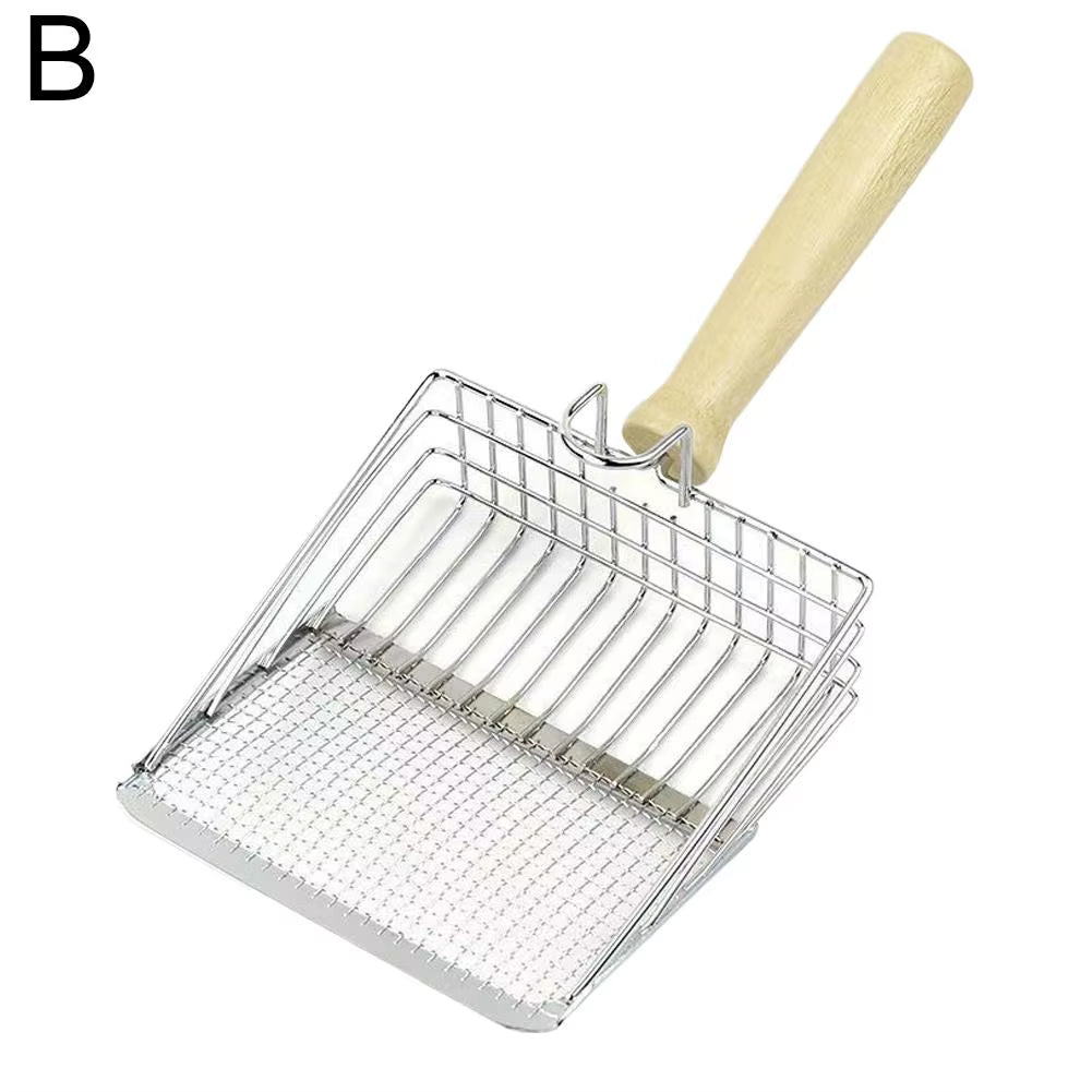 Stainless Steel Cat Litter Scoop - Long Handle Metal Sifter