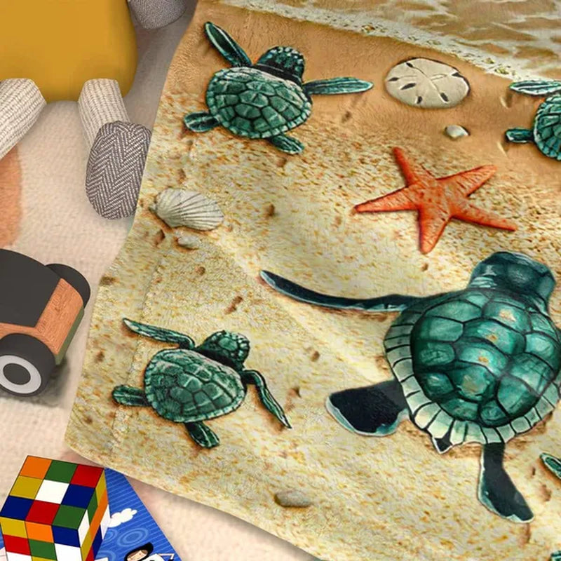 Sea Turtle Flannel Throw Blanket, Soft Ocean Print Couch Blanket – image 4