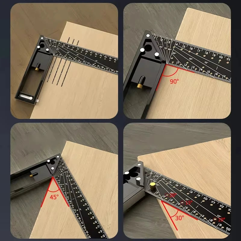 Precision Right Angle Marking Ruler - 45/90 Degree Woodworking Scribe Gauge