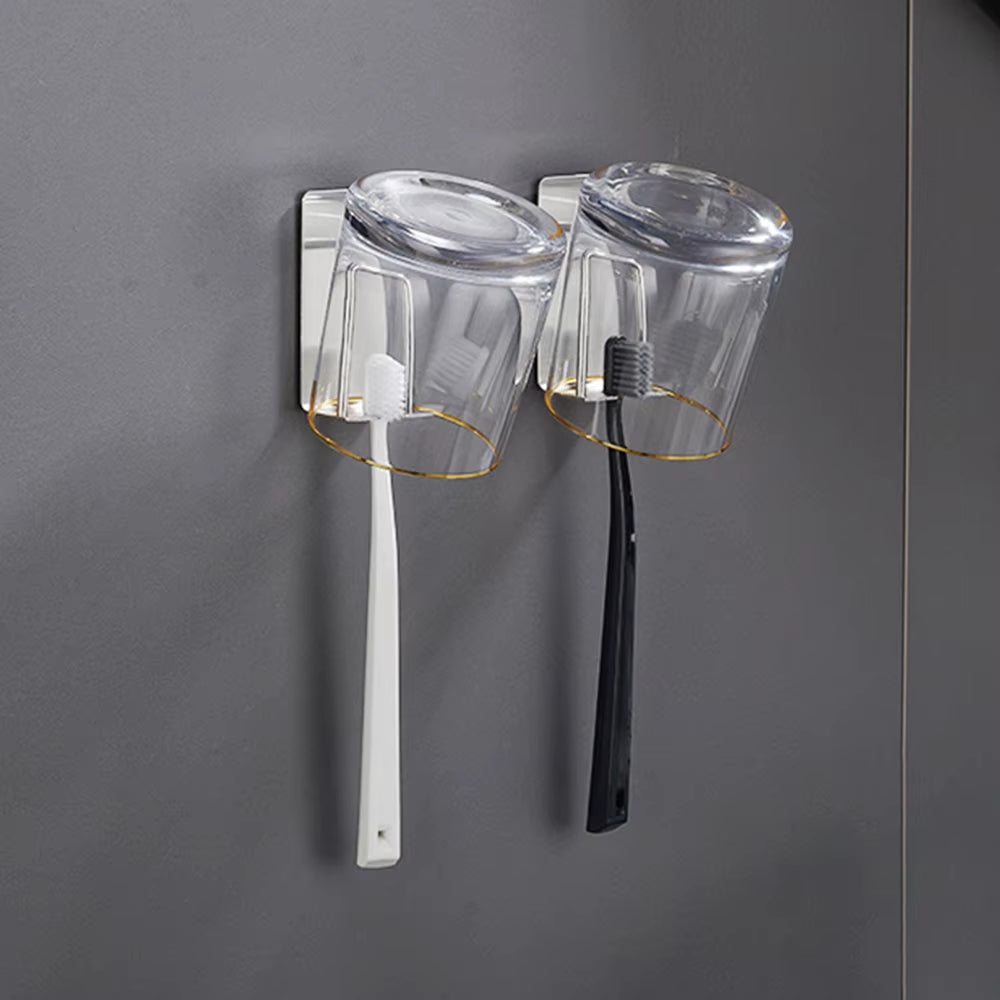 Toothbrush Cup Holder - Wall-Mounted Stainless Steel, No Drilling – image 2