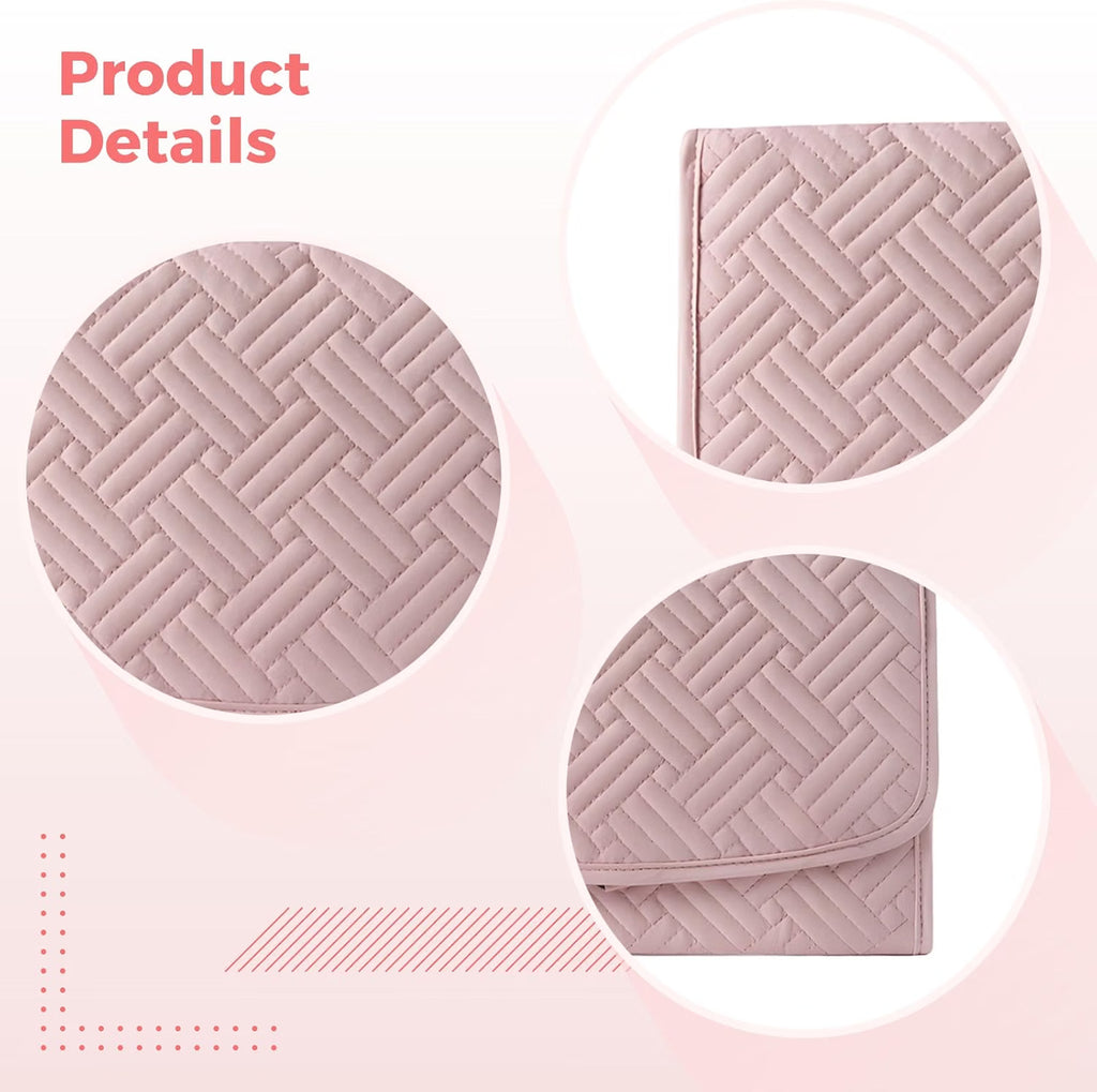 Travel Jewelry Roll – Pink Foldable 5-Zone Organizer Bag – image 5