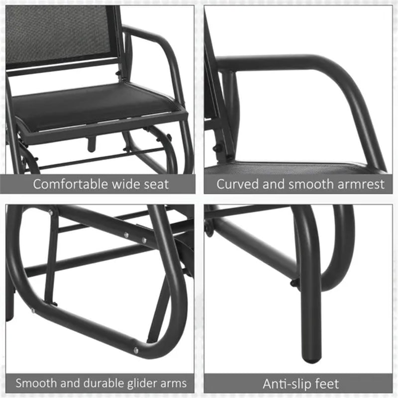 Outdoor Mesh Glider Chair With Curved Armrests – image 8